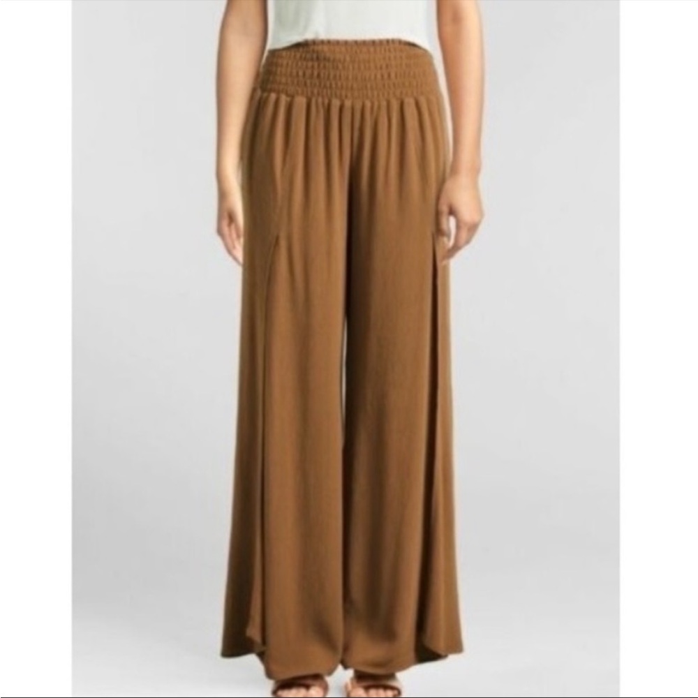 Rewash Palazzo Split Wrap Wide Leg Pants Mustard Tan Size S